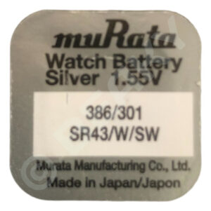 muRata (Was Sony) 301 SR43SW Silver Oxide Watch Battery 1.55v