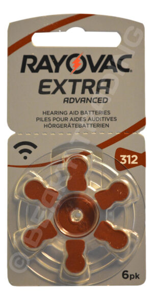 Size 312 Brown Hearing Aid Batteries Rayovac Extra Advanced (1 x 6 Pack)