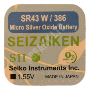 Seizaiken (Made by Seiko) 386 SR43W Watch Battery 1.55v