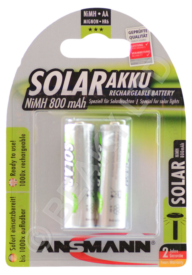 Ansmann AA Solar Light Batteries 800 mAh (Pack of 2)