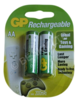 GP AA Rechargeable Battery Set (Toys and Gaming Pack) 2000 mAh [2- Pack]