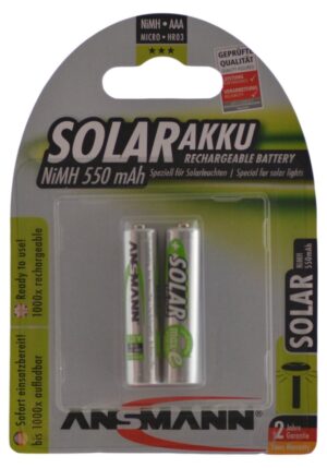 Ansmann AAA Solar Light Batteries 550 mAh (Pack of 2)