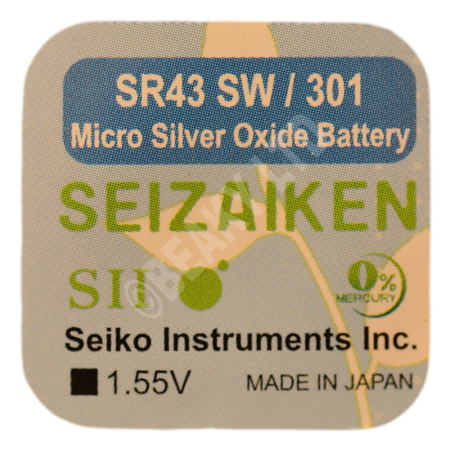 Seizaiken (Made by Seiko) 301 SR43SW Watch Battery 1.55v