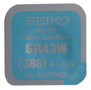 Seiko 386 SR43W Silver Oxide Watch Battery 1.55v