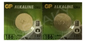 GP Batteries LR43 186 AG12 Alkaline Battery 1.5v (2-Pack)