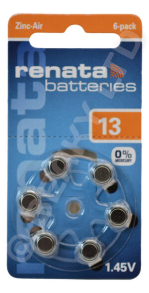 Size 13 Orange Hearing Aid Batteries Renata (1 x 6 Pack)